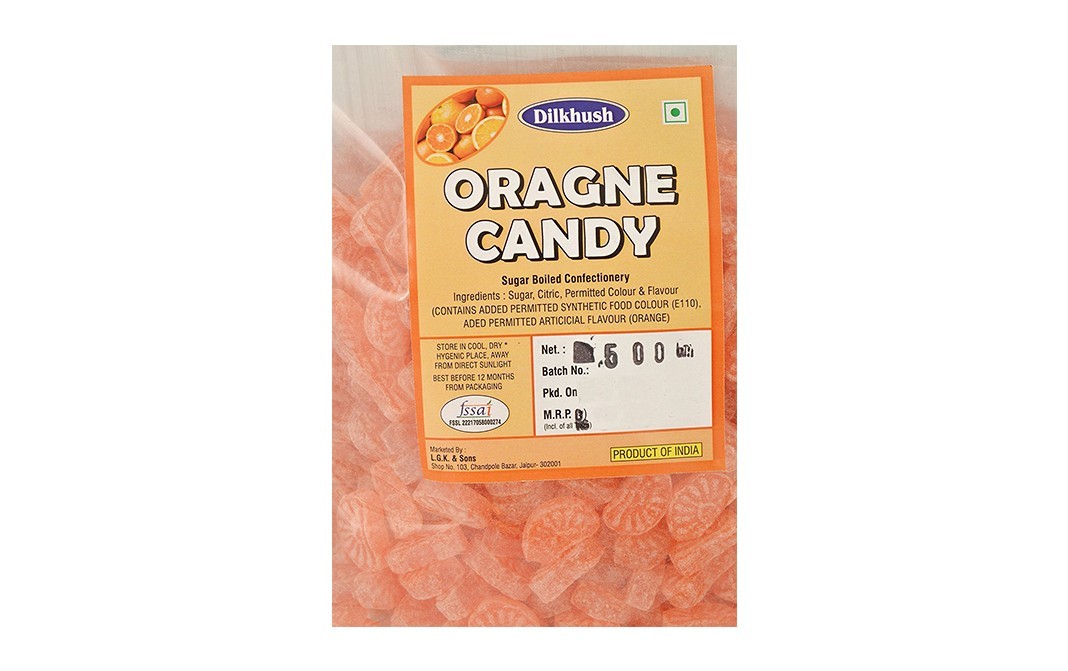 Dilkhush Oragne Candy    Pack  500 grams
